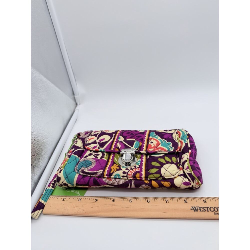Vera Bradley Pushlock Wristlet PLUM CRAZY Push Lock & Zip Top Zip Inner Pocket - Picture 9 of 10